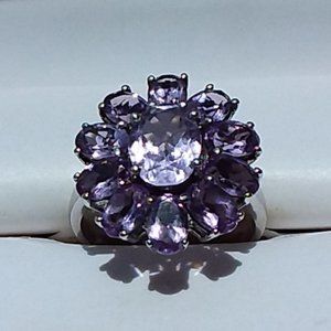 Size - 8 Sterling Silver Genuine Rose De France Amethyst Ring